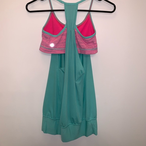 Lululemon - "No Limits Tank" - Light Green & Pink - Picture 5 of 7